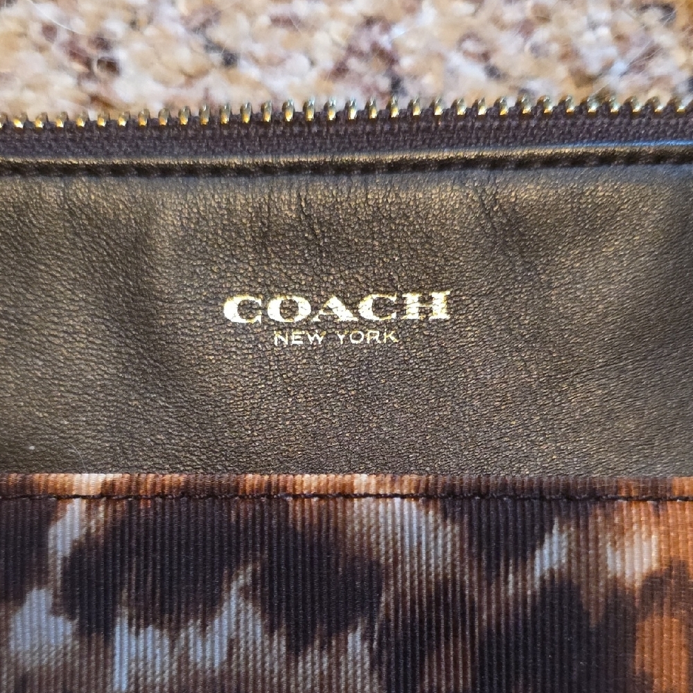 Coach Leopard-Print Crossbody in Brown and Black - Picture 2 of 3